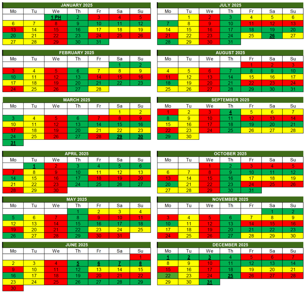 Emergency schedule 2025